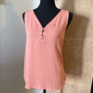 Express Coral Lace-Up Tank Top